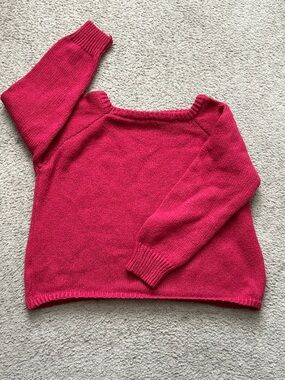 Women's one shoulder red Knit Sweater - Classic Boatneck